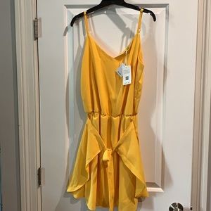 NWT Cute yellow dress w/ faux wrap front detail.